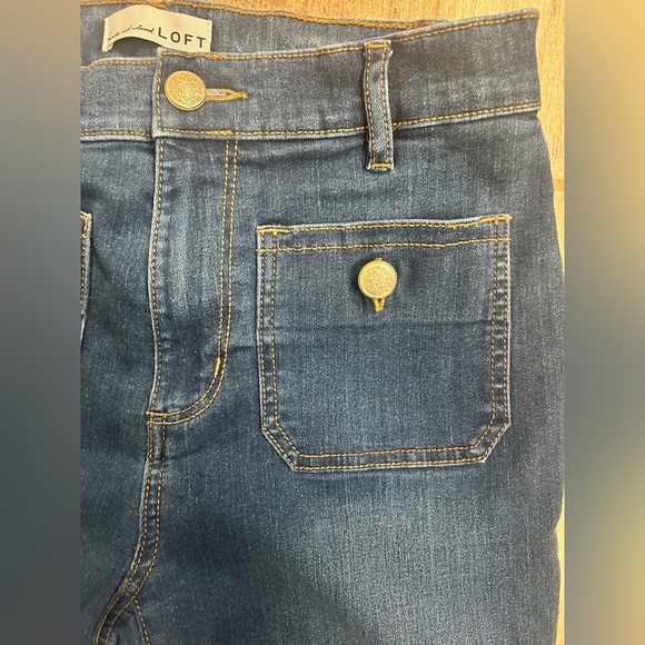 Loft Patch Pocket High Rise Kick Crop Jeans in Dark Wash Size 26 - Picture 5 of 8